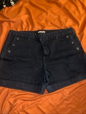 Tommy Hilfiger Navy Button-Accent Jean Shorts